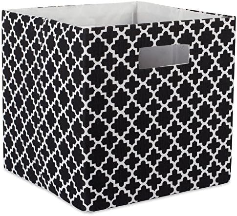 DII Hard Sided Collapsible Fabric Storage Container for Nursery, Offices, & Home Organization, (13x13x13) - Lattice Black by DII