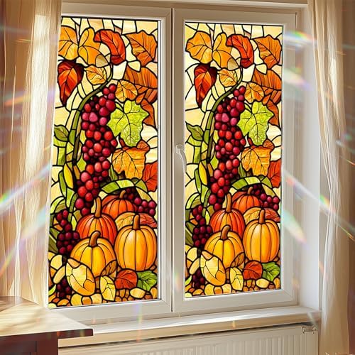 HOMETITUTE Autumn Grape Pumpkin Privacy Window Cling 17.7x39.3 PVC - Image 7