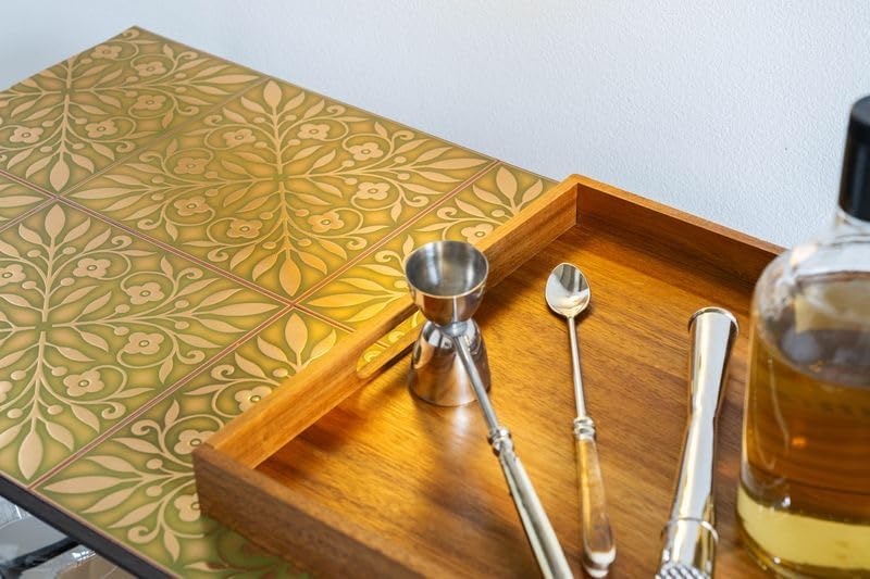 Main Street Peel and Stick Wallpaper Tiles, Gold & Green Leaves, 24-Pack - Image 6
