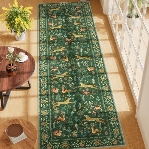 DUKINO 2x7 Runner Rug for Hallway, Washable Kitchen Rugs Non Slip, Green - Image 3