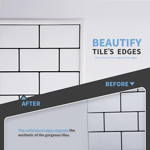 Art3d 10 Ft Peel and Stick Flexible Vinyl Molding Trim for Wall Tile Edges, Kitchen backsplash, Mirrior Frame in White (Pack of 2) - Image 3