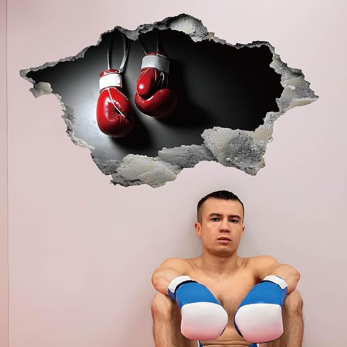 SUPERDANT 3D Boxing Wall Sticker Break Through Wall Decal Home Peel and Stick Large Size Vinyl Art Mural for Gyms Boys Room Bedroom Livingroom Playroom Decoration Boxing Enthusiast Gifts by SUPERDANT
