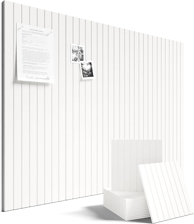 Fluxynara 48" x 36" Large Felt Bulletin Board, Milky White | 12 Pack Cork Board Alternative with 60 Safe Adhesive Tabs, Pin Boards for Wall Decor, Home, Office, Classroom,Dorm by FLUXYNARA
