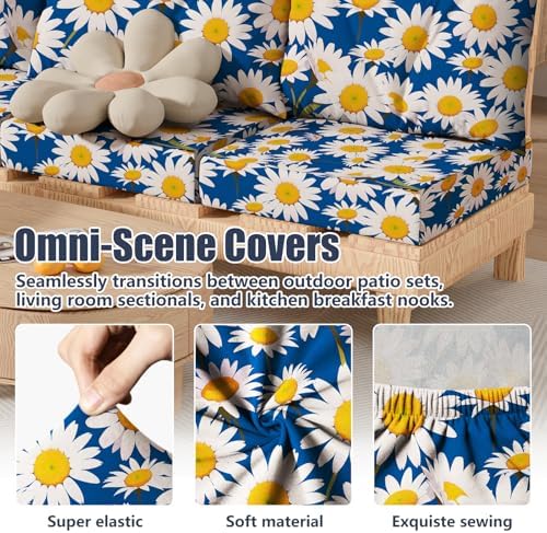 8Pcs Outdoor Cushion Covers, Stretch Patio Furniture Couch Chair Slipcovers - Image 4