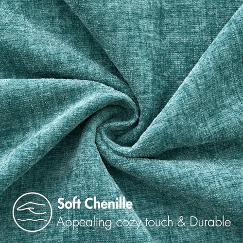 MIULEE Soft Chenille Throw Pillow Covers Teal 20x20 Inch Pack of 2 - Image 2