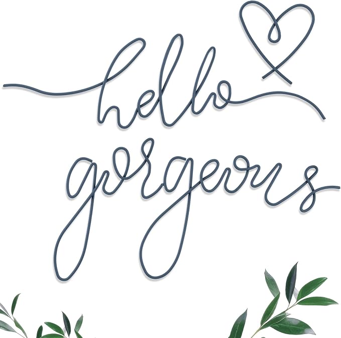 Hicarer Metal Hello Gorgeous Wall Art Minimalist Wall Decor,Blue,Classic | for Bedroom Bathroom Living Room Dressing Room Salon Vanity Office Home Decoration, Easy to Install by Hicarer