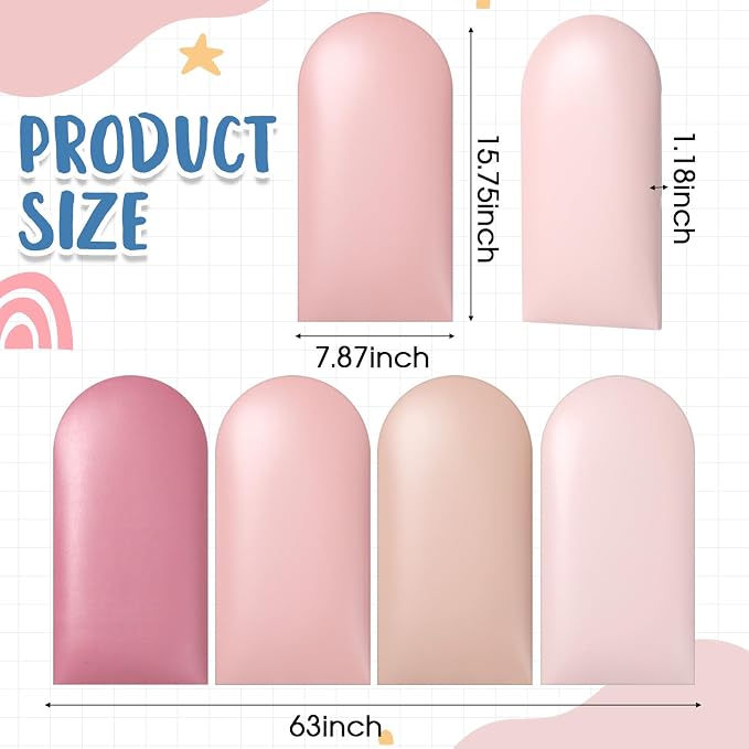 Jetec 4 Pcs Kids Wall Padding Panels, 1.18 Inch Thick Foam Wall Protector, 15.75 x 7.87 Inch Soft 3D Pink Safety Panels for Nursery & Playroom - Image 2