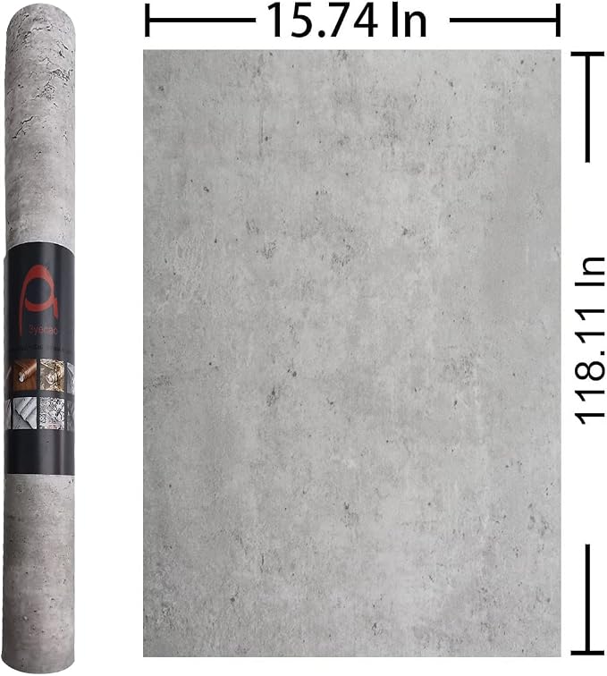 3yecao 16"×118" Light Grey Concrete Wallpaper Peel and Stick 3D Faux Extra Thick Grey Concrete Cement Contact Paper Vinyl Matte Texture Industrial Adhesive Gray Wallpaper for Kitchen Bedroom Bathroom - Image 7