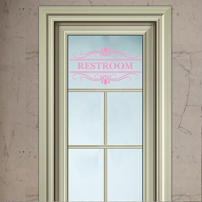 Restroom Sign Wall Decal Vinyl Pink Stickers, Removable Cute Art Design DIY Mural Wallpaper for Women Restroom Bathroom Washroom WC Toilet Office Home Decoration | Removable, Cute Art Design, For Women Restroom Bathroom Washroom WC Toilet, DIY Mural Wa... - Image 4
