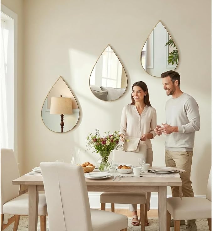 DECANIT Decorative Wall Mirrors Set of 3,Gold Accent Hanging Mirrors for Living Room, Bedroom & Entryway – Modern Farmhouse & Boho Home Decor - Image 4