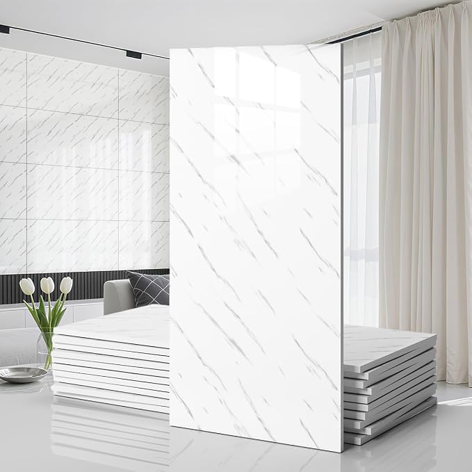 10 PCS Marble Peel and Stick Wall Panels 23.6"x11.8" Sticker | Self Adhesive, PVC, Waterproof Backsplash Tile for Bathroom, Kitchen, Living Room, Style6 by Unknown