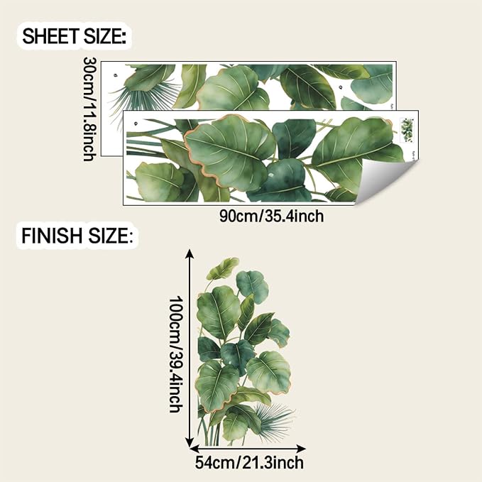 TUOKING Leaves Wall Stickers Decor,PVC Removable Wall Murals | Peel and Stick Modern Wall Art Decal Home Decor for Kitchen,Bedroom,Living Room - Image 2