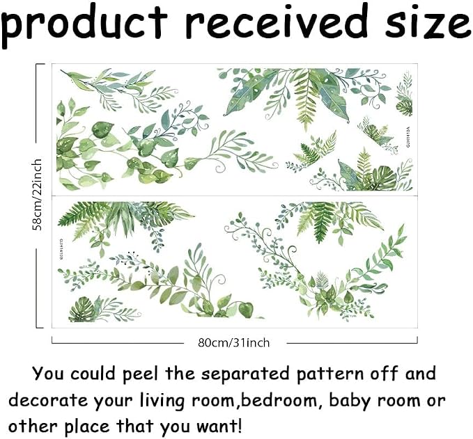 SUPERDANT Green Plants Wall Decals 2 Sheets/Set Vines Branches Leaves Wall Sticker Removable Vinyl Art Mural Decals for Living Room Bedroom Balcony Corridor Window TV Entrance Door Mirror Decor - Image 2