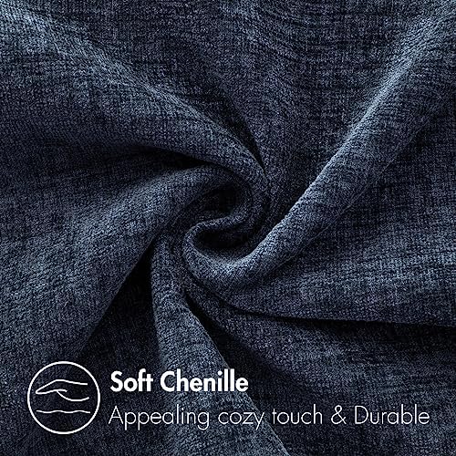 MIULEE Soft Chenille Throw Pillow Covers Dark Navy 20x20 Inch Pack of 2 - Image 2