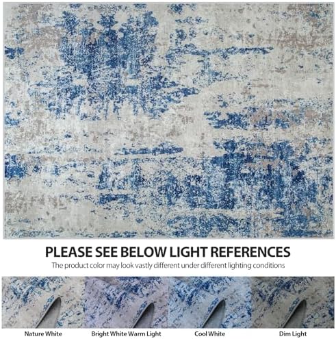 6x9 Area Rugs for Living Room Washable Bedroom Dining Room Blue Grey White - Image 7