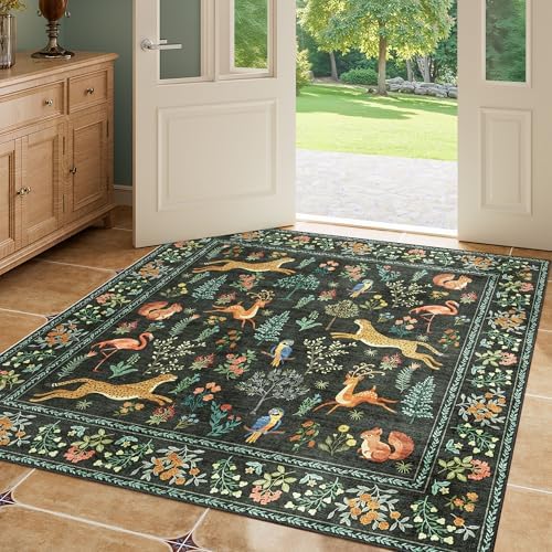 DUKINO 4x4 Square Area Rug, Washable Animal Rug for Entryway, Black - Image 3
