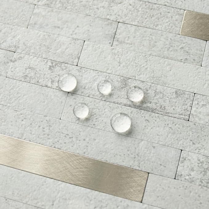 AULIGET 20 Sheets Faux Stone Peel and Stick Backsplash, Beige Stone Look PVC Wall Tile Stick on Backsplash for Kitchen and Bathroom - Image 3