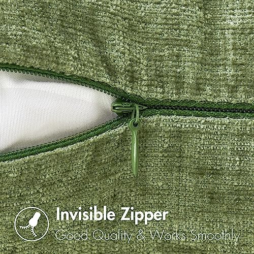 MIULEE Soft Chenille Throw Pillow Covers Sage Green 18x18 Inch Pack of 2 - Image 3