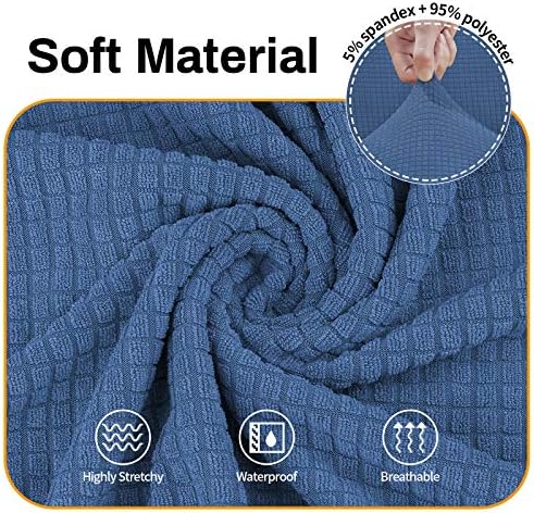 Asnomy Couch Covers for 3 Cushion Couch Stretch Sofa Covers Slipcovers, Pet Protector Furniture Covers for Dogs Cats Spandex Jacquard Fabric Small Checks（X-Large，River Blue） - Image 3
