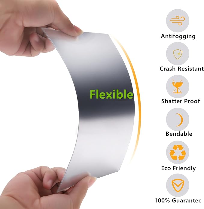 4 Pieces Flexible Cut to Size Mirror Sheet 6" x 9", Self Adhesive Non Glass Mirror Stickers PETG Plastic Mirror - Image 4