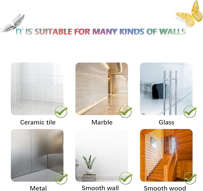 SAOROPEB 3D Butterfly Wall Decor 48 Pcs 4 Styles 3 Sizes, Butterfly Birthday Decorations Party Decorations Cake Decorations Wedding Decor, Removable Stickers (Gold, Silver) | 4 Styles 3 Sizes, Party Decorations Birthday Cake Decorations Wedding Decor, ... - Image 8