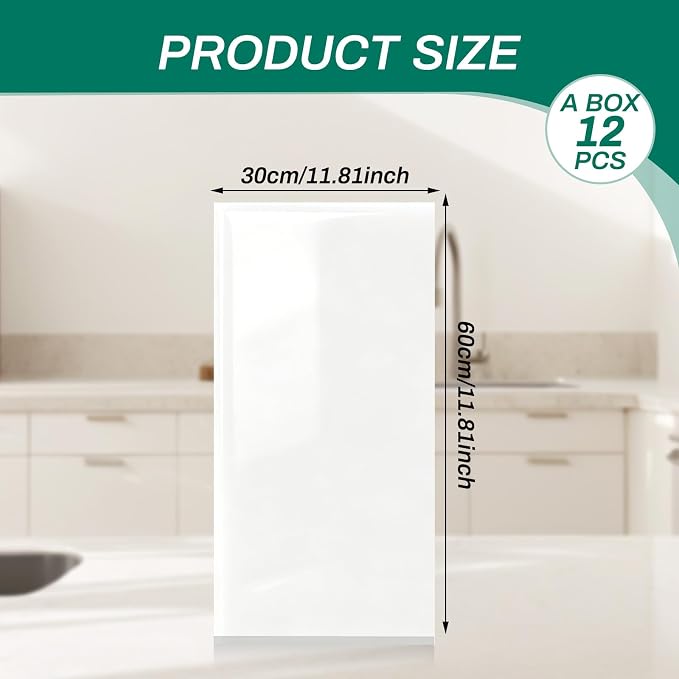 Peel and Stick Backsplash Tiles, 12 pcs 23.6” x 11.8” White Wall Panels | Marble Look Tiles, Renter Friendly Waterproof Heat Resistant Panels for Kitchen Bathroom (Not Real Tile, Not for Floor) - Image 2