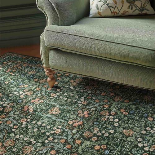 Rugxara Green Floral 6x9 Area Rugs Washable Rug for Living Room Bedroom - Image 4