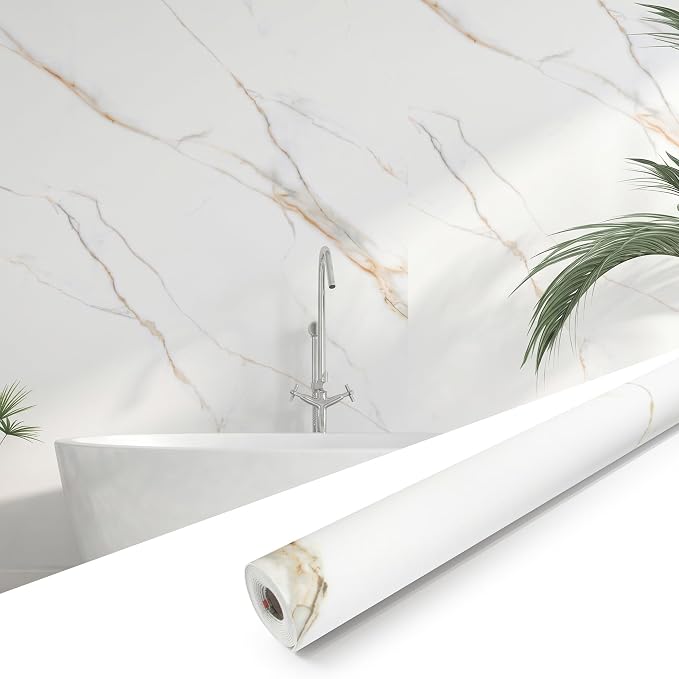 Marble Peel and Stick Waterproof Wall Paneling, 118" x 47" Statuario Gold Matte Finish Self-Adhesive Backsplash Tile Vinyl Wall Panel for Kitchen Bathroom Wall Decor, Covers 38.75 Sq. Ft. by premiumqualitypeelandsticktile