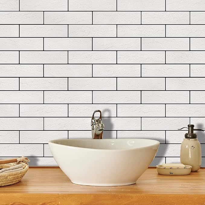 100 Old Town White Faux Brick Wall Tiles, 3D Thin Brick Veneers for Bedroom, Bathroom, Kitchen, Fireplace and Fence Wall Panels (14.2 sq ft) - Image 2