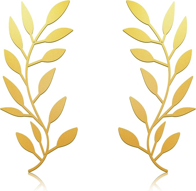 Zhengmy 2 Pcs Metal Leaf Wall Art Vine Branch Decor,Gold | Olive Branch Metal Decor for Living Room Hallway, Symmetrical Leaf Pair for Doorway Entryway, Lightweight Hanging Art Design by Zhengmy