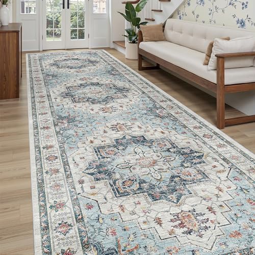 Madane 4x12 Wide Hallway Runner Rug Washable for Living Room, Blue - Image 2