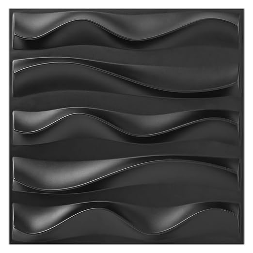 Art3dwallpanels 33 Pack 3D Wall Panels, Black PVC | 3D PVC Wall Tiles for Interior Wall Decor, Waterproof, Modern, Easy DIY for Residential and Commercial by Art3dwallpanels