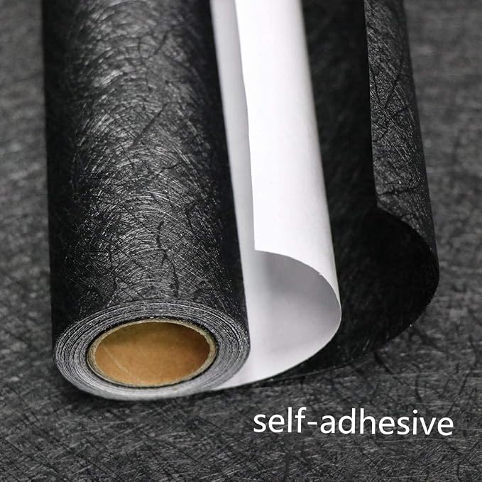 Black Silk Wallpaper Embossed Self Adhesive Peel and Stick Contact Paper | 17.71" x 393.7" Removable Waterproof Kitchen Vinyl Wrap Drawer Liner Cabinet Textured Renter Friendly Wall Gift Paper - Image 2