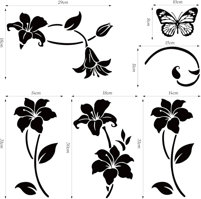 SHUCHING Black Flower Vine Butterfly Wall Decals for Bathroom | Simplicity Floral Wall Sticker, Shower Door Decals for Glass, Wall Decor Art for Bedroom Office - Image 6