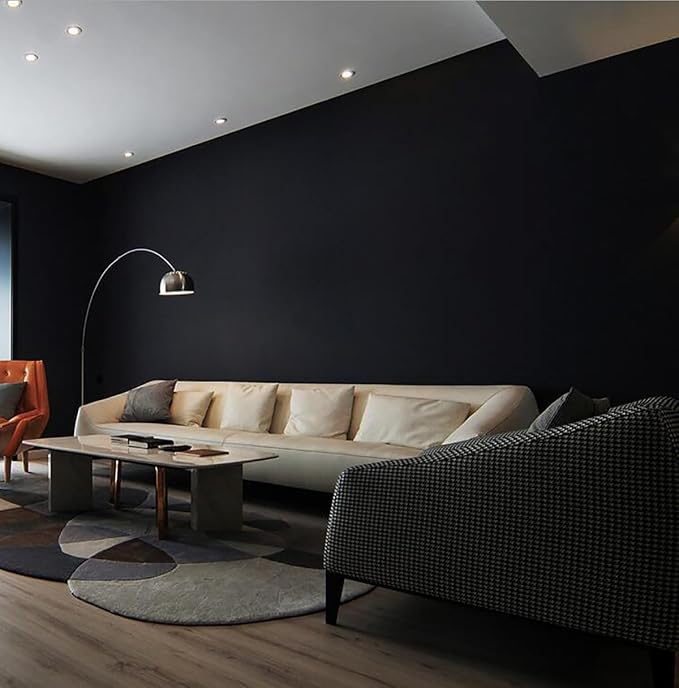 Yasinet Peel and Stick Wallpaper Black Wallpaper Black Contact Paper Modern ThickeningWaterproof Self Adhesive Removable Wall Paper Deco for Wall Bedroom Covering Countertop Cabinet Vinyl 17.7" x118" - Image 3