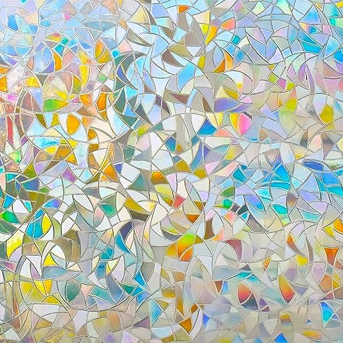 LEMON CLOUD Rainbow Stained Glass Window Privacy Film, 35.4″ x 78.7″ by LEMONCLOUD
