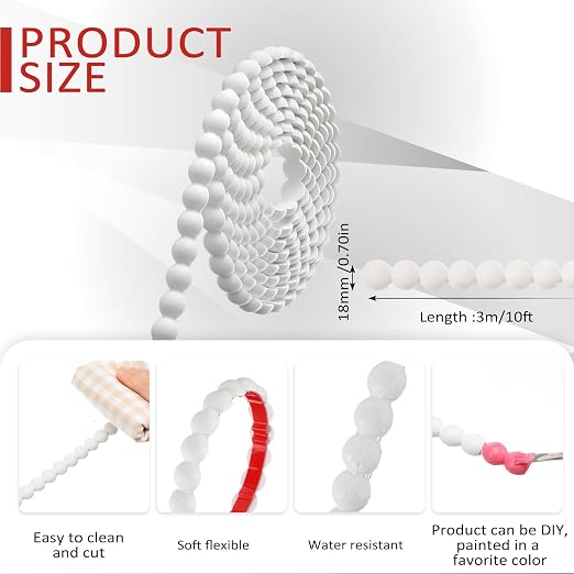 Leinuosen Flexible Bead Molding Trim Peel and Stick White 10ft /18 mm - Image 2