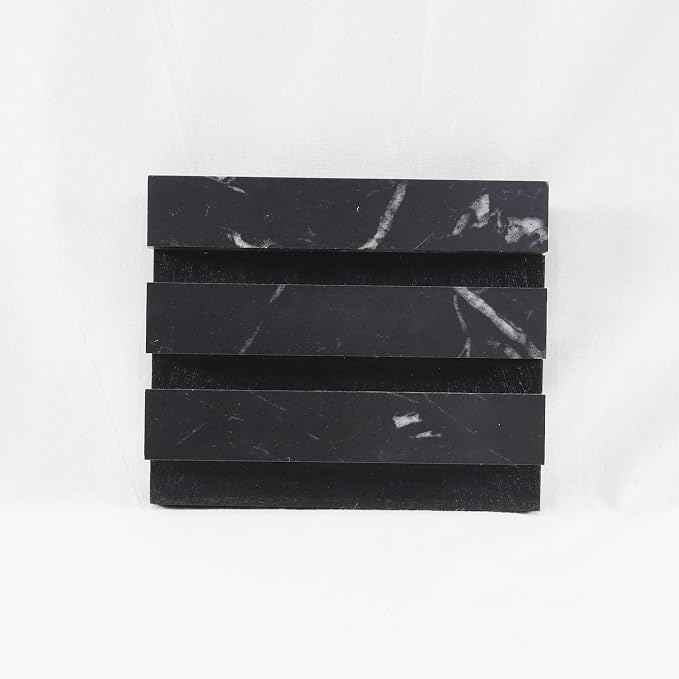 Wood Panels for Wall, 5.9"x4.7" Wood Slat Acoustic Panels | Soundproof Wood Slat Wall Panels for Noise Cancelling and Decoration, Living Room, Bedroom, Black Marble Sample - Image 2