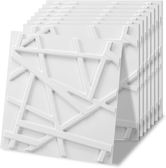 Art3d 20 Pack Decorative 3D Wall Panels, 19 Sq.Feet PVC Interior Wall Décor, 11.8"x11.8", White by Art3d