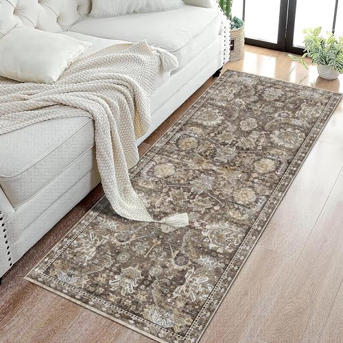RUGSURE Washable Area Rugs - Perfect for Living Room, Bedroom, Kids Room, Nursery - Stain & Water Resistant Non-Slip, Pet & Child Friendly, Vintage Tribal Area Rugs (Ivory, 2'6'' x 8') - Image 4