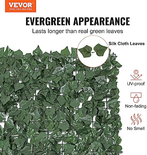 VEVOR Artificial Ivy Privacy Fence Screen, 39 x 98 in Faux Ivy Vine Leaf Hedges Fence, Greenery Privacy Fence with Strengthened Joint, Green Wall Decoration for Outdoor Garden, Yard, Balcony - Image 2