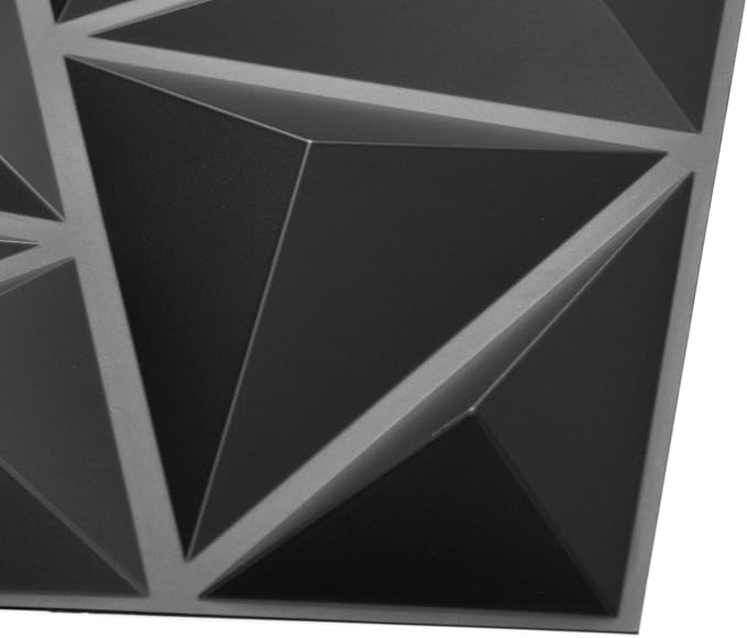 Art3d 3D Wall Panels 20 Pack, 11.8" x 11.8" (19 Sq.ft) PVC Wall Panels, Glue Up Wall Decor for Living Room, Bedroom, Office, Black - Image 3