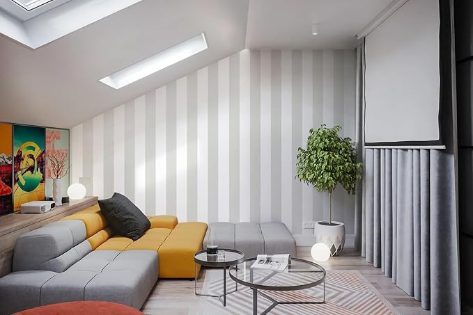 Guvana 17.7"x197" Striped Peel and Stick Wallpaper Grey and White Contact Paper Modern Removable Wallpaper Gray Striped Self-Adhesive Contact Paper for Livingroom Cabinets Decor - Image 6
