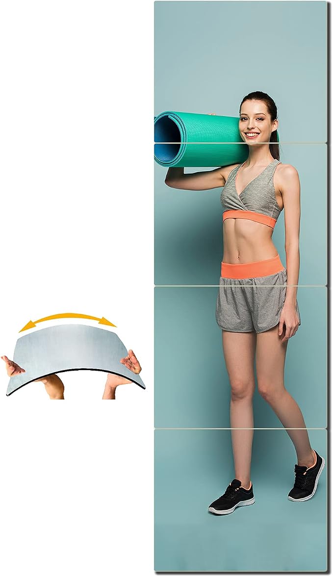Shatterproof Wall Mirror Full Length for Bedroom, Acrylic Gym Mirrors For Home, Extra Thick 0.12 inch, 16 x 16 inches x 4 PCS, Workout Mirrors Safe for Kids, Long Wall Mounted, Over The Door by UNBREAKABL+MIRO