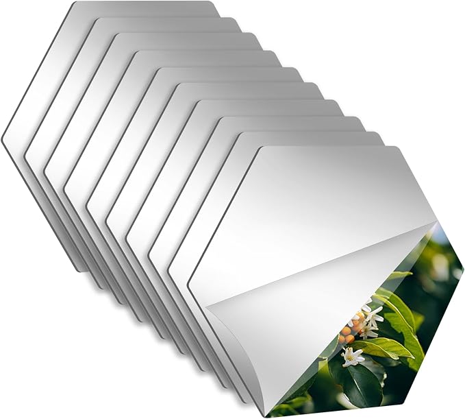 Hexagon Self Adhesive Peel and Stick Stick on Acrylic Mirror for Wall by LXCREAT