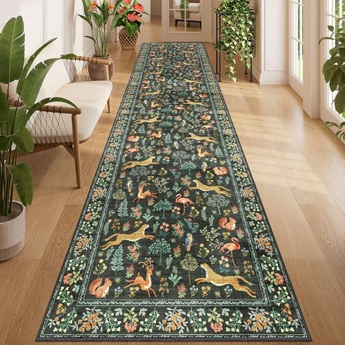 DUKINO 3x12 Runner Rug for Hallway, Washable Animal Rug for Kitchen, Black by DUKINO