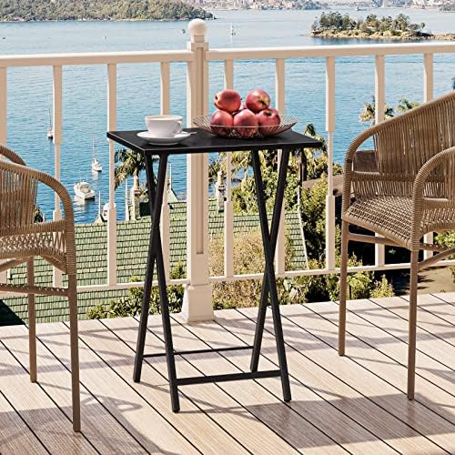HOOBRO Folding TV Tray Tables, Set of 2 Side Tables for Small Space, Industrial Snack Desk for Eating at Couch, Stable Metal Frame, Easy Assembly, Space Saving, Black BK25BZ01 - Image 5