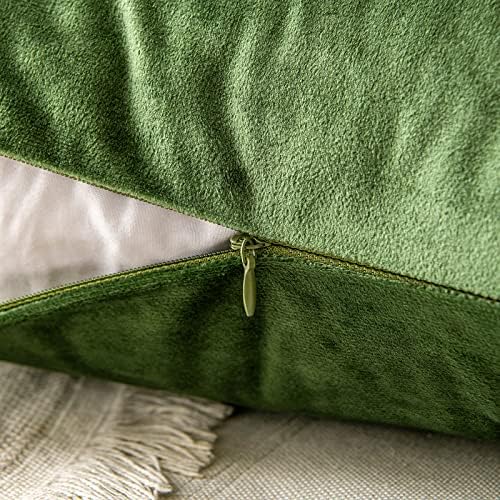 MIULEE 12x20 Inch Lumbar Velvet Throw Pillow Covers Moss Green - Image 3
