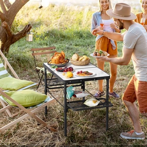 Titanker Folding Camping Table 3ft, Folding Picnic Table, Large Camp Table Portable with Extra Side Racks & Storage Net, Outdoor Patio Table, RV/Car Camping Essentials, Aluminum Light & Solid - Image 2