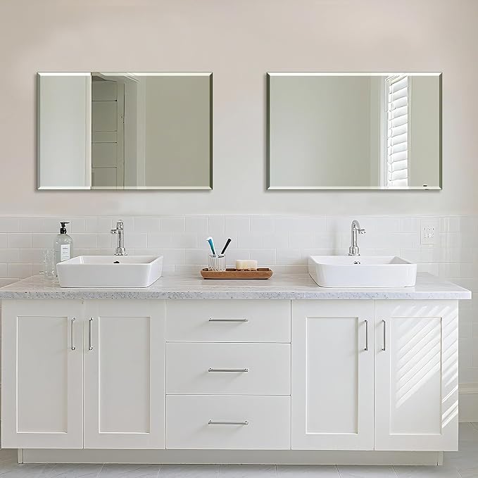 2 Pack 24"x36" Bathroom Vanity Mirror for Over Sink, Frameless Wall Mirror - Image 3